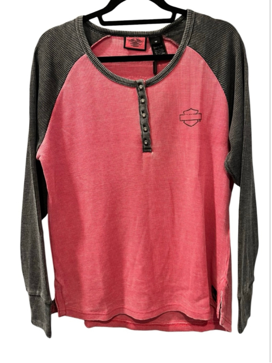 Harley-Davidson Tops - Harley Davidson NWT 2017 Pink Label Waffle Knit Henley Shirt Size 1XL Motorcycle